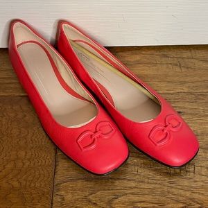 NEW! Ecco Anine ‘Hibiscus’ red squared toe leather ballerina flats sz 9 / 9.5